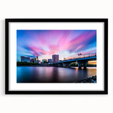 Extra large wall art featuring a colorful, abstract Connecticut scenery print on a textured canvas in a black frame.
