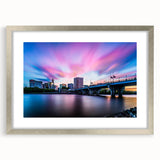 Textured art print of an abstract Connecticut landscape in muted earth tones, framed with a silver mat.