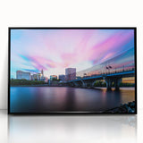 Large abstract wall art depicting a Connecticut scenery in muted earth tones on a framed acrylic.