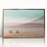 Mid-century modernist acrylic print of Daytona scenery in gold frame, ideal for modern art wall decor.