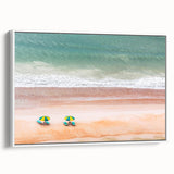 Vintage poster art of Daytona scenery on a large framed canvas, featuring vibrant colors and black accents.