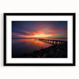 Extra large abstract art print of colorful, textured scenery on a black framed canvas, ideal for living room decor.