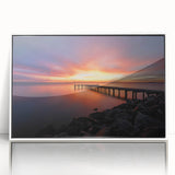 Acrylic print of a Delaware landscape in art deco style with soft pastel colors, ideal for modern nursery decor.