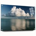 Acrylic print of the Florida Keys scenery, featuring vivid blue and green tones, ideal for dining room decor.