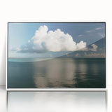 Art deco poster of Florida Keys landscape in muted colors on framed acrylic, suitable for modern art wall decor.