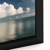Extra large framed canvas featuring a textured depiction of the Florida Keys in vibrant colors on a black background.