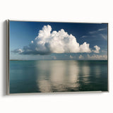 Landscape art painting of Florida Keys on framed canvas, featuring vibrant colors with a vintage poster style.