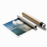 Extra large rolled print of Florida Keys scenery featuring vibrant ocean blues and calm floral designs.