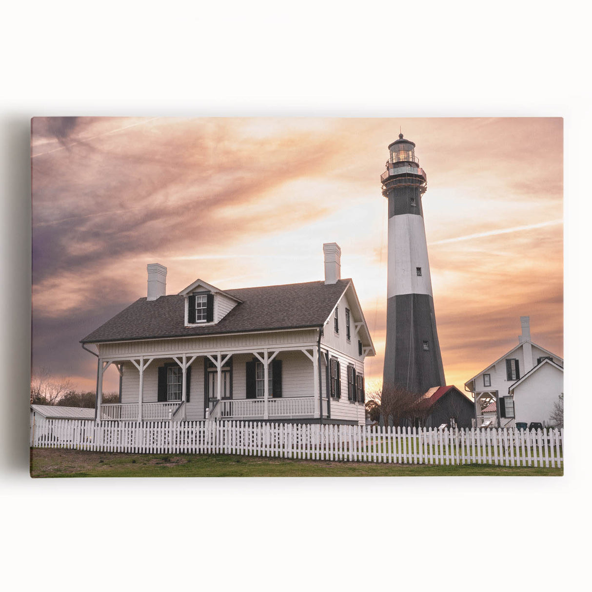 Black and white photograph of Savannah scenery on stretched canvas, ideal for kitchen wall art.