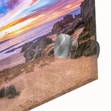 Large abstract wall art depicting Hawaii's Kauai landscape in vibrant greens and blues on acrylic glass.