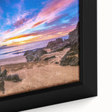 Extra large black wall art featuring a textured, colorful Hawaiian Kauai landscape on framed canvas.