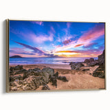 Framed canvas with a vintage-style landscape painting of Kauai, Hawaii, featuring muted earth tones.