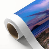 Art deco poster of Kauai landscape in pastel shades on rolled canvas, ideal for nursery wall art.