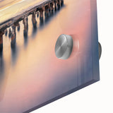 Large abstract wall art of Maui scenery in vibrant blues and greens on acrylic glass, ideal for dining room ambiance.