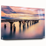 Acrylic print of a serene Maui landscape in muted green and blue tones, suitable for bedroom or dining room decor.