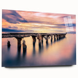 Large abstract wall art of a Maui landscape in vibrant colors on acrylic glass, suitable for bedroom or dining room decor.