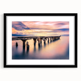 Extra large colorful abstract art print of a Hawaiian landscape, textured design on black framed canvas.