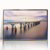 Large acrylic print of a Maui scenery in gold frame, exhibiting mid-century modernist style.