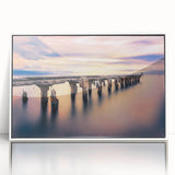 Framed acrylic print of a Maui, Hawaii scenery in art deco style with pastel color tones, suitable for modern nursery decor.