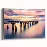 Framed canvas depicting a vintage Hawaiian landscape with vibrant colors on a black background, ideal for living room decor.