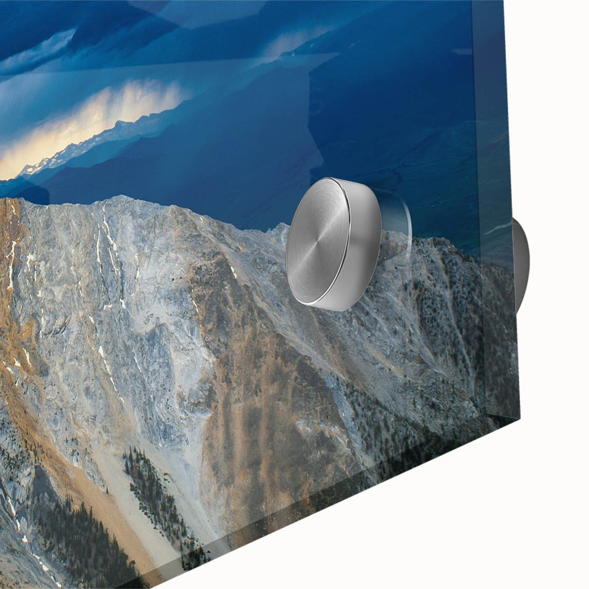 Large abstract wall art depicting Idaho scenery in muted earth tones on acrylic glass, ideal for dining room ambiance.