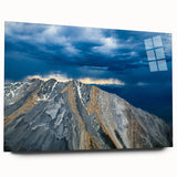 Large abstract wall art depicting Idaho scenery in muted earth tones on acrylic glass.