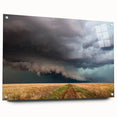 Acrylic glass print of a large abstract depiction of Kansas scenery in neutral and earth tones.