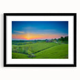 Extra large abstract art print of colorful, textured Kentucky scenery on a black framed canvas, ideal for living room decor.