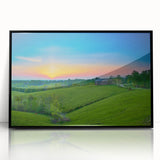 Large abstract wall art depicting a Kentucky landscape in muted earth tones on a framed acrylic.