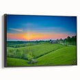 Black and white framed canvas of a vintage Kentucky landscape, ideal for bedroom wall art.