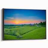 Black and white framed canvas of a vintage Kentucky landscape, ideal for bedroom wall art.