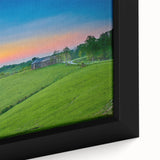 Textured black wall art depicting a Kentucky landscape on extra large framed canvas, with colorful accents.