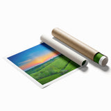 Large rolled canvas print featuring a Kentucky landscape with vibrant floral elements.