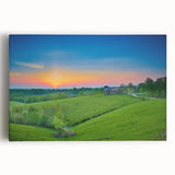 Black and white photo of a serene Kentucky landscape on large stretched canvas, ideal for kitchen wall art.