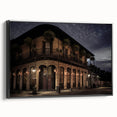 Black and white framed canvas of a vintage New Orleans landscape, ideal for bedroom wall art.
