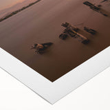 Art deco poster featuring a Louisiana landscape in muted green and blue tones on rolled canvas.