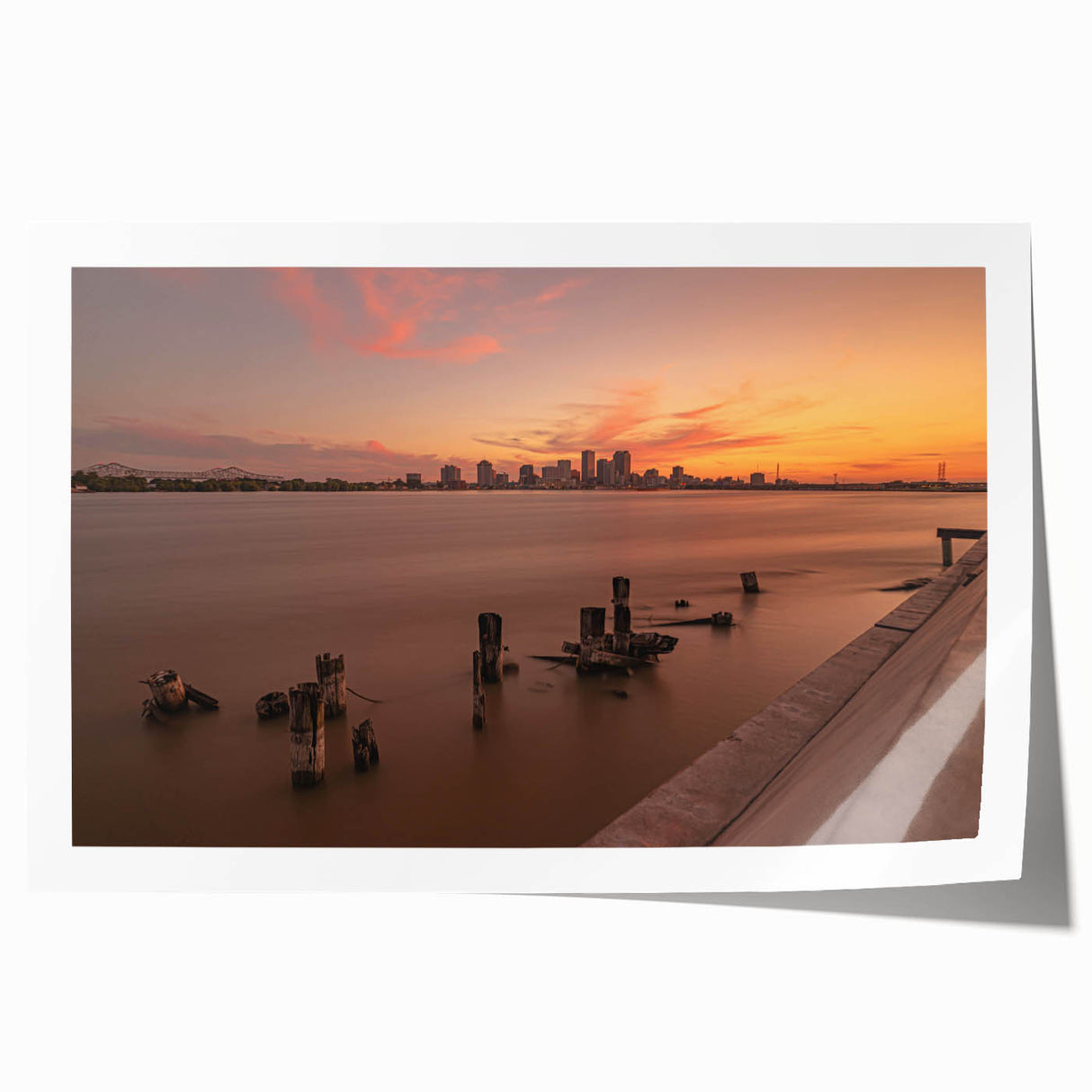 Extra large rolled print of Louisiana scenery with vibrant floral elements, ideal for art wall dining room or bathroom.