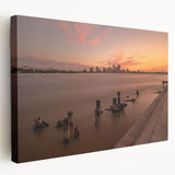 Louisiana landscape on large stretched canvas, featuring lush greenery and a river, in natural and earthy tones.