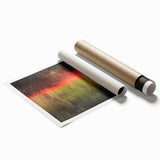 Extra large rolled print of Acadia, Maine scenery with lush greenery and serene water, in muted earth tones.
