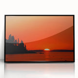 Large abstract wall art depicting a Maine landscape in muted earth tones on a framed acrylic.