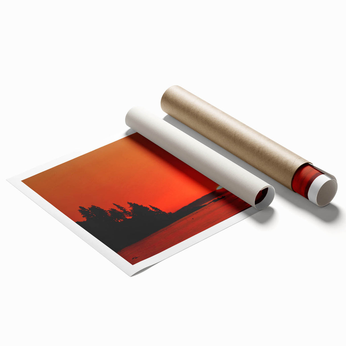 Extra large rolled print of a Maine scenery with vibrant floral elements, ideal for classy bathroom wall art.