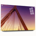 Acrylic print of Boston skyline in muted blue and gray tones, suitable for dining room decor.