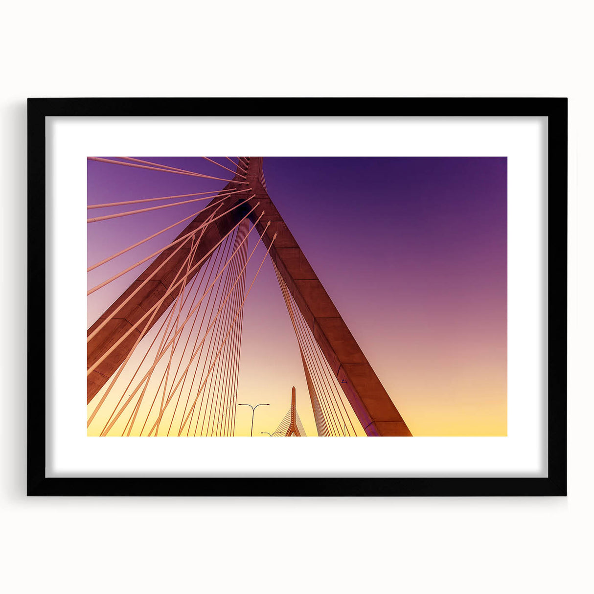 Extra large abstract art print of colorful Boston skyline with textured details on framed canvas.