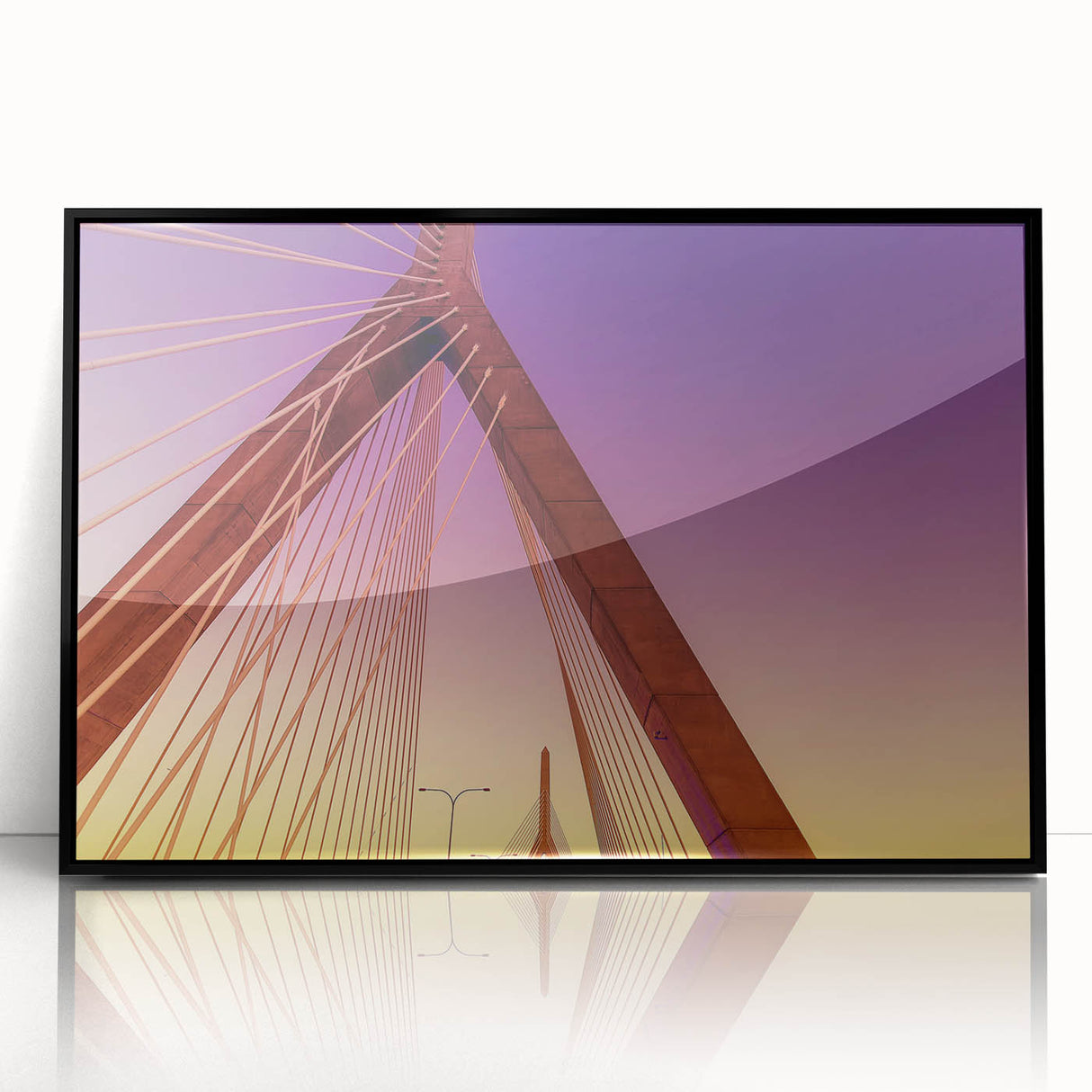 Large abstract wall art of Boston skyline in muted gray and blue tones on framed acrylic, ideal for modern living room decor.