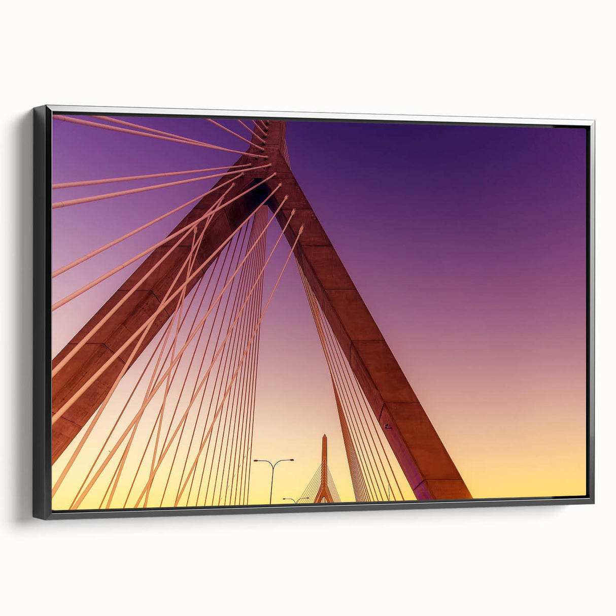 Black and white framed canvas of Boston landscape, ideal for bedroom wall art.