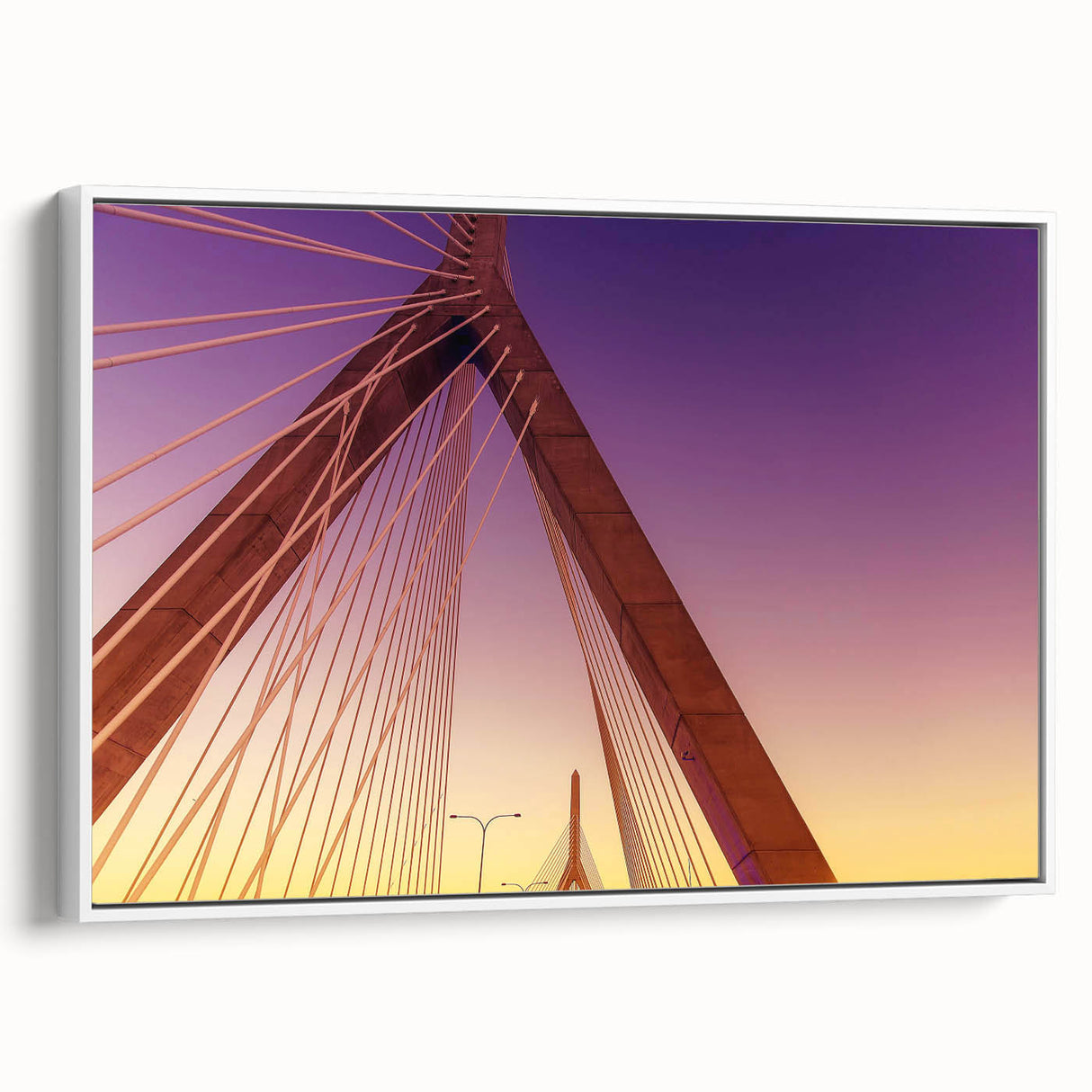 Vintage poster art of Boston skyline in colorful hues on extra large framed canvas, ideal for living room decor.