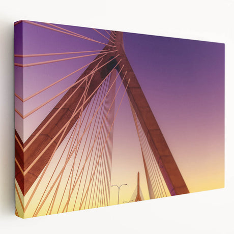 Large canvas print of Boston skyline in muted blue and gray tones, suitable for kitchen wall art.