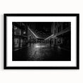 Extra large abstract art print of colorful, textured Detroit skyline on black framed canvas, ideal for living room decor.