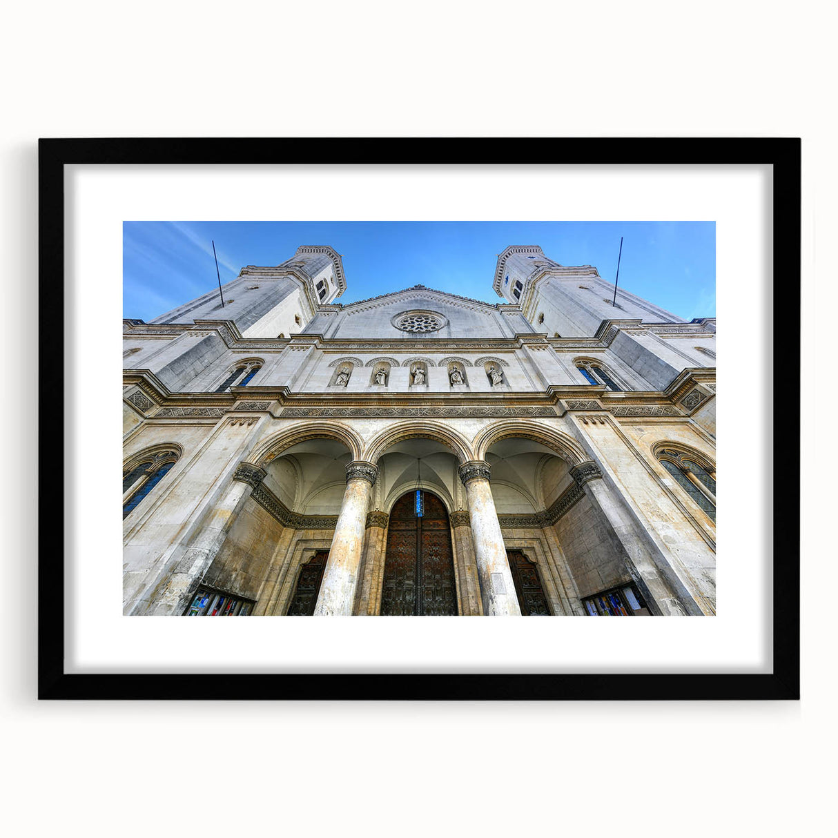 Extra large abstract art print of St. Louis skyline in vibrant colors on textured canvas, ideal for living room decor.