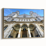 Framed canvas of vintage St. Louis, Missouri landscape in black and gold, ideal for bedroom wall decor.